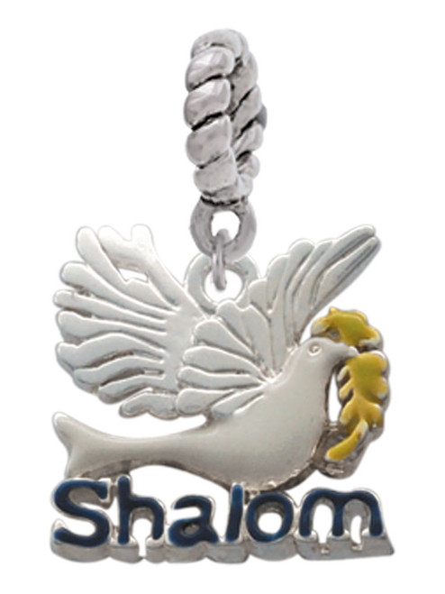 Shalom with Dove Rope Charm Bead Dangle