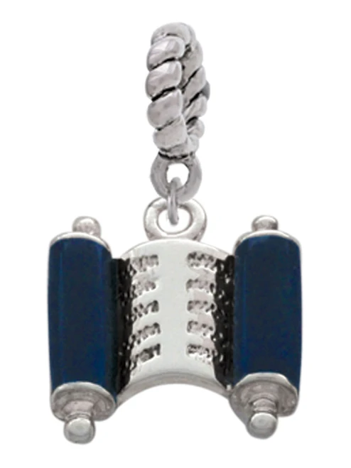 Blue Torah Scroll Rope Charm Bead Dangle