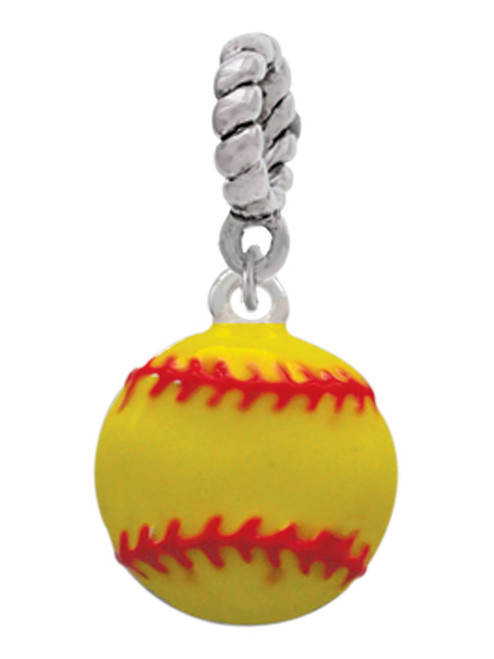 Large Optic Yellow Softball Rope Charm Bead Dangle