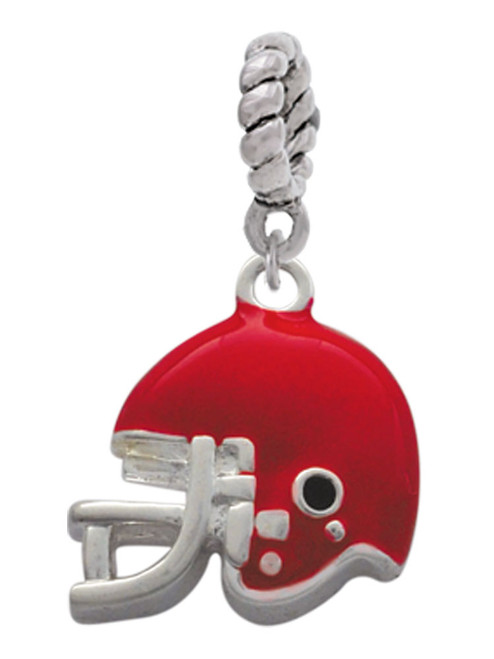 Small Red Football Helmet Rope Charm Bead Dangle