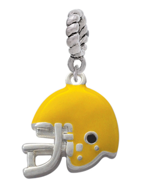 Small Yellow Football Helmet Rope Charm Bead Dangle