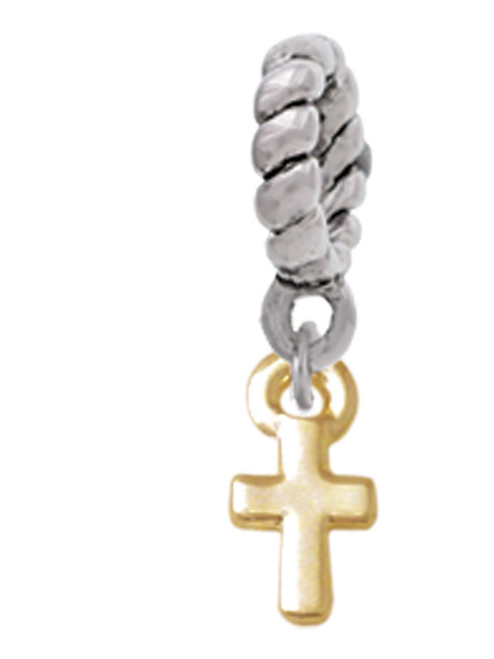 Gold Tone Super Mini Simple Cross Rope Charm Bead Dangle
