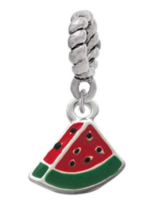 Mini Enamel Watermelon Slice Rope Charm Bead Dangle