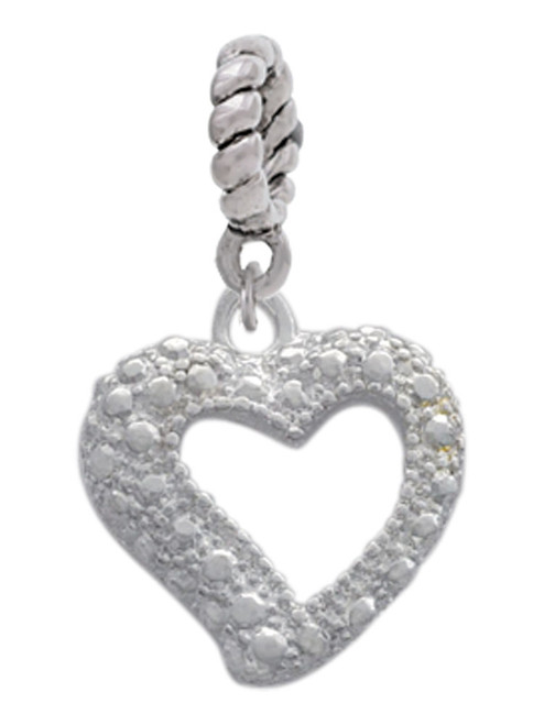 Textured Open Heart Rope Charm Bead Dangle