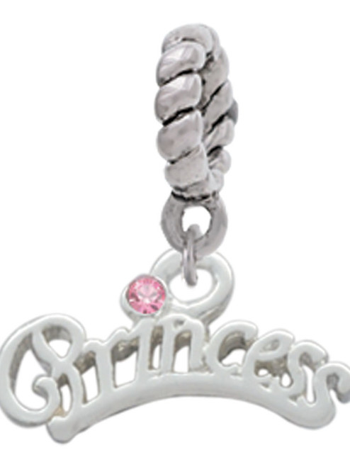 Princess with Pink Crystal Rope Charm Bead Dangle