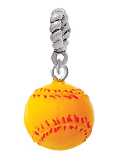 Resin 1/2" Softball Rope Charm Bead Dangle