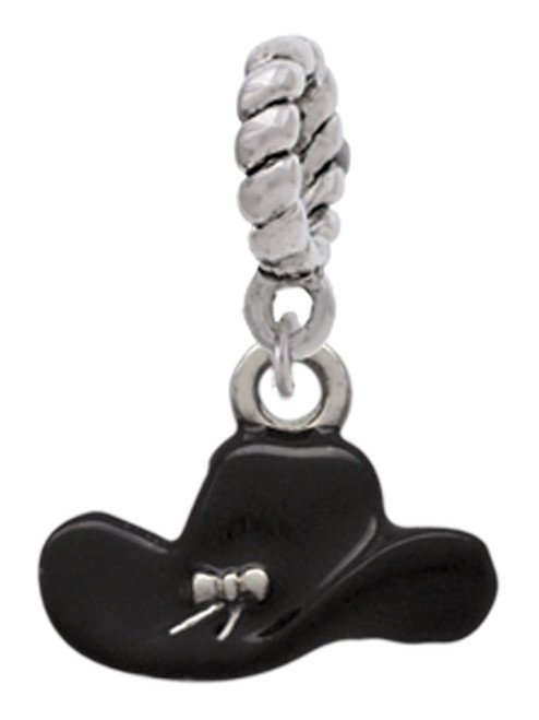 Black Cowboy Hat Rope Charm Bead Dangle