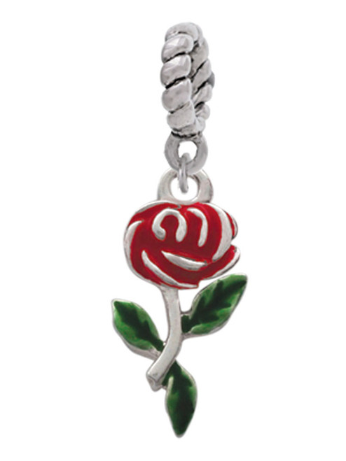 Red Rose Flower Rope Charm Bead Dangle
