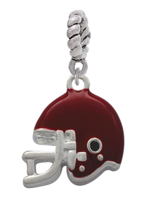 Small Maroon Football Helmet Rope Charm Bead Dangle