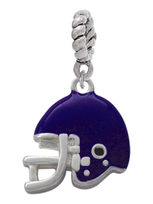 Small Purple Football Helmet Rope Charm Bead Dangle