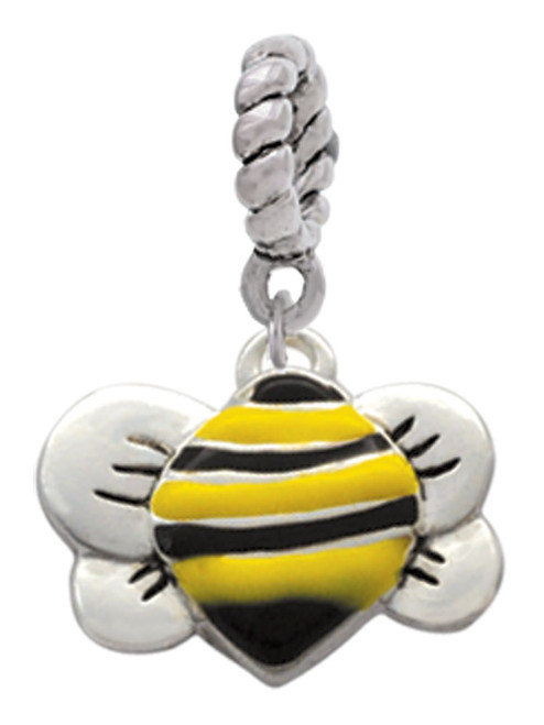 Large Enamel Bumble Bee Rope Charm Bead Dangle
