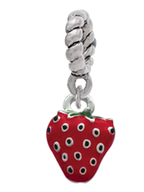 Mini Red Enamel Strawberry Rope Charm Bead Dangle