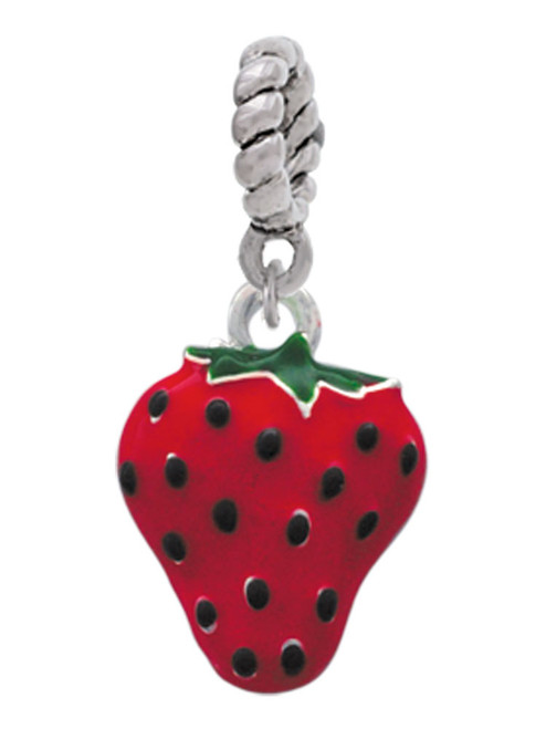 Large Enamel Strawberry Rope Charm Bead Dangle