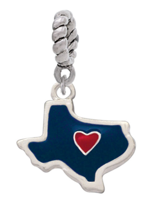 Blue Texas with Red Heart Rope Charm Bead Dangle