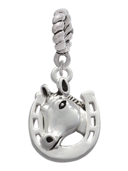 Horsehead with Horseshoe Rope Charm Bead Dangle