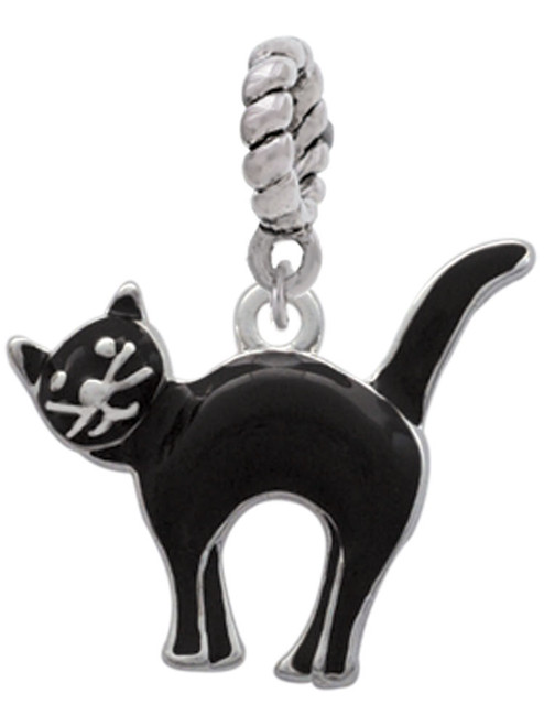 Arching Black Cat Rope Charm Bead Dangle
