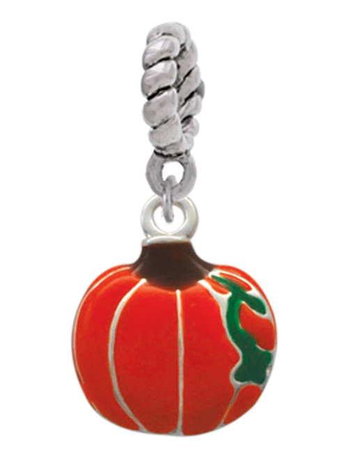 Small Pumpkin With Lines Rope Charm Bead Dangle