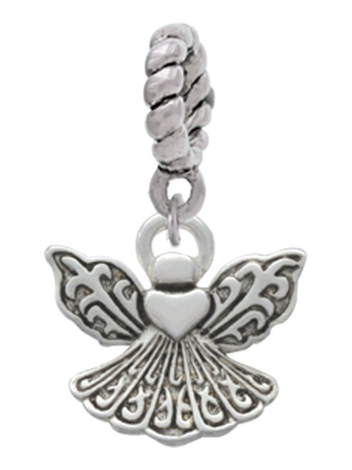 Small Angel with Heart Rope Charm Bead Dangle