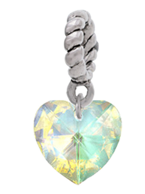 Clear AB Crystal Heart Rope Charm Bead Dangle