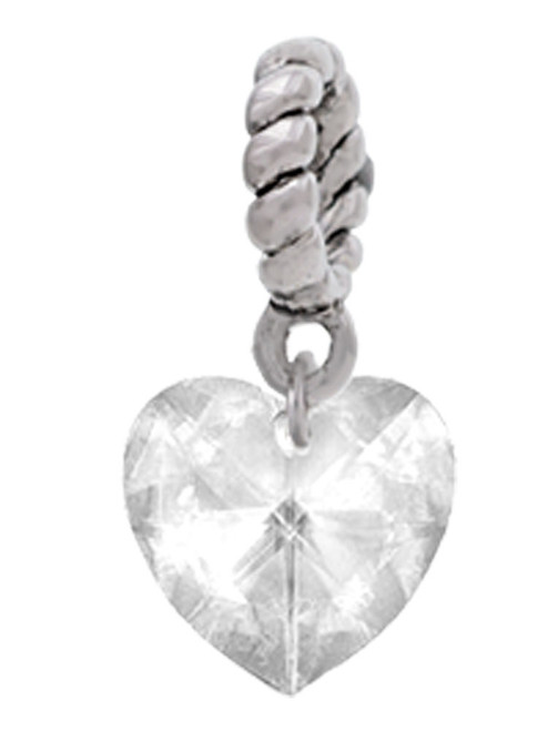 Clear Crystal Heart Rope Charm Bead Dangle