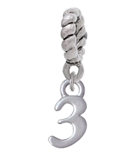 Small Number - 3 - Rope Charm Bead Dangle