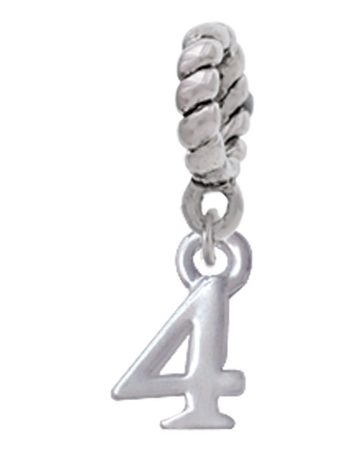 Small Number - 4 - Rope Charm Bead Dangle