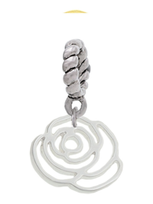 Small Rose Outline Rope Charm Bead Dangle