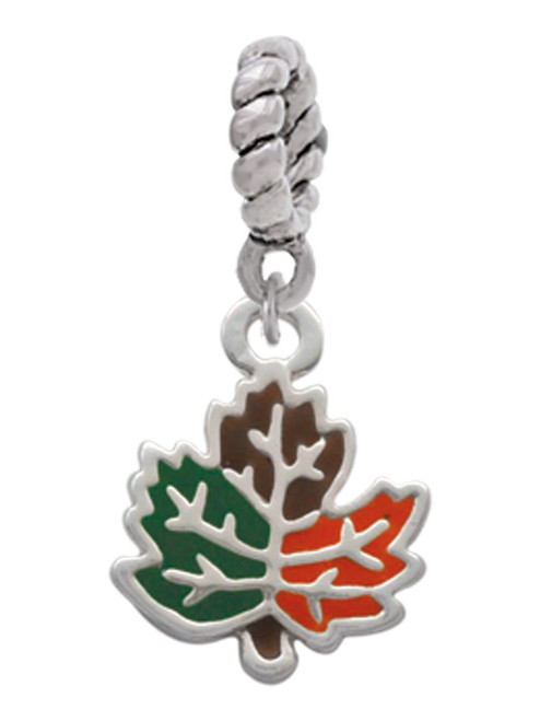 Small Enamel Fall Leaf Rope Charm Bead Dangle