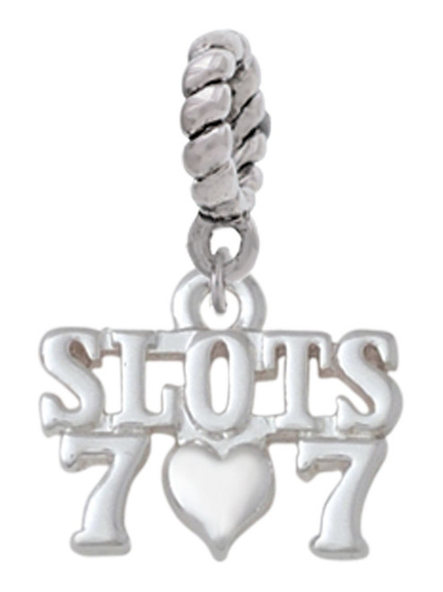 Slots with Heart and Lucky 7s Rope Charm Bead Dangle