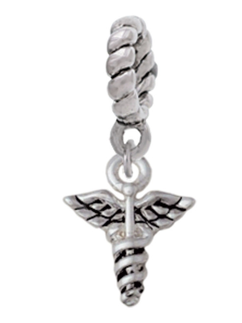 Mini Caduceus Rope Charm Bead Dangle