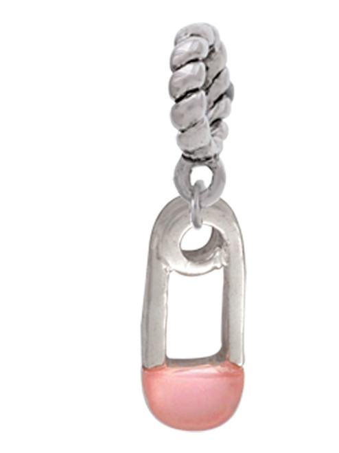 2-Sided Pink Baby Safety Pin Rope Charm Bead Dangle