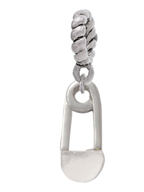 2-Sided Clear Frosted Baby Safety Pin Rope Charm Bead Dangle