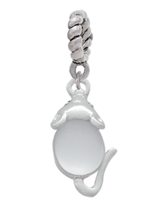 Mouse with Clear Resin Body Rope Charm Bead Dangle