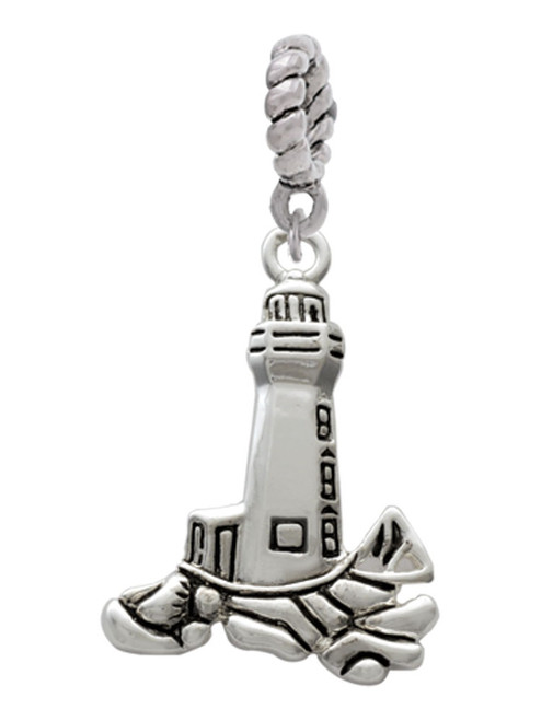 Antiqued Lighthouse Rope Charm Bead Dangle