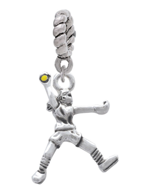 Medium Softball Pitcher Rope Charm Bead Dangle