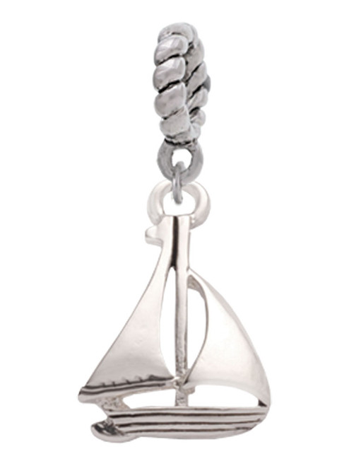 Antiqued Sailboat Rope Charm Bead Dangle