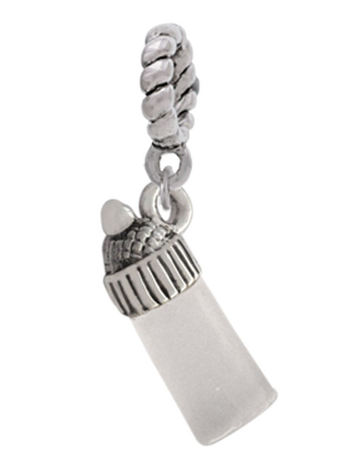 3-D Clear Frosted Baby Bottle Rope Charm Bead Dangle