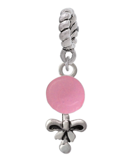 Pink Baby Rattle Rope Charm Bead Dangle
