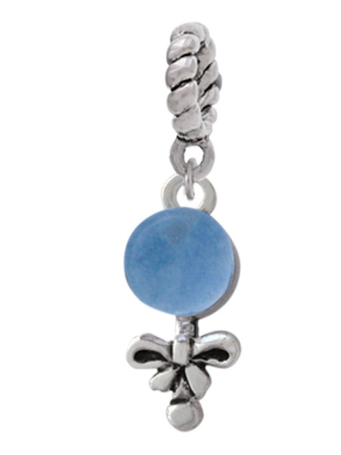 Blue Baby Rattle Rope Charm Bead Dangle