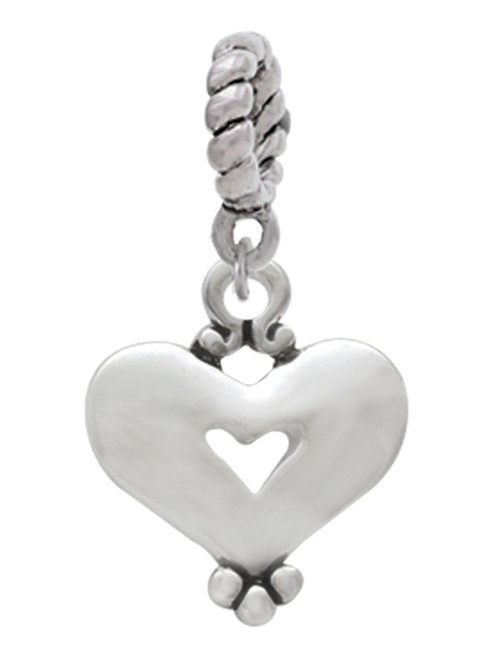 Large Heart with Cutout Rope Charm Bead Dangle