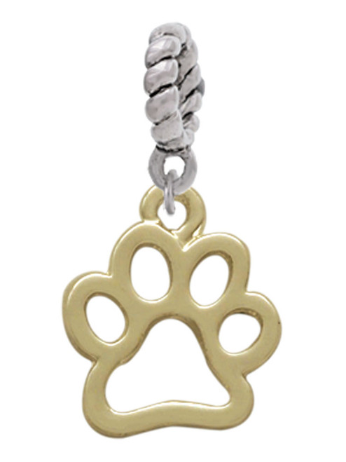 Medium Gold Tone Open Paw Rope Charm Bead Dangle