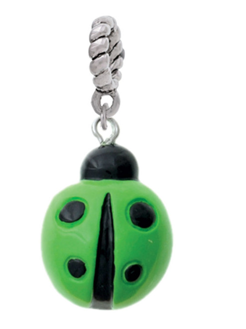 Resin Lime Green Ladybug Love Bug Rope Charm Bead Dangle