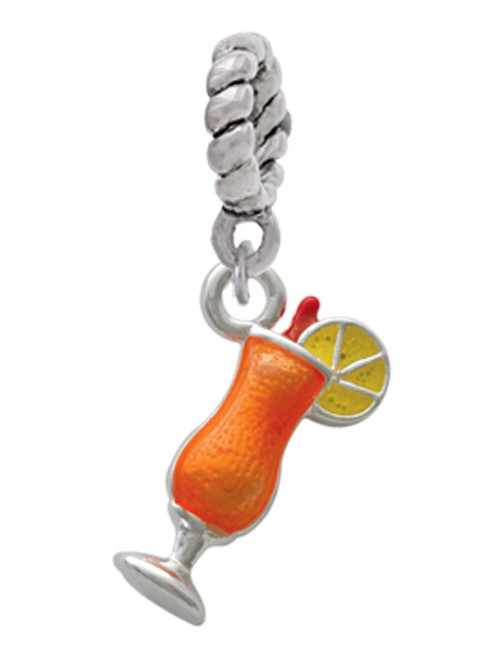 3-D Orange Tropical Drink Rope Charm Bead Dangle