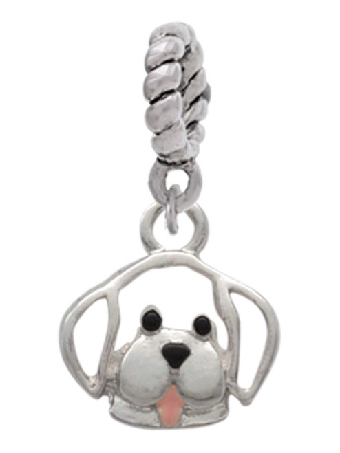 Small Outline Dog Face Rope Charm Bead Dangle