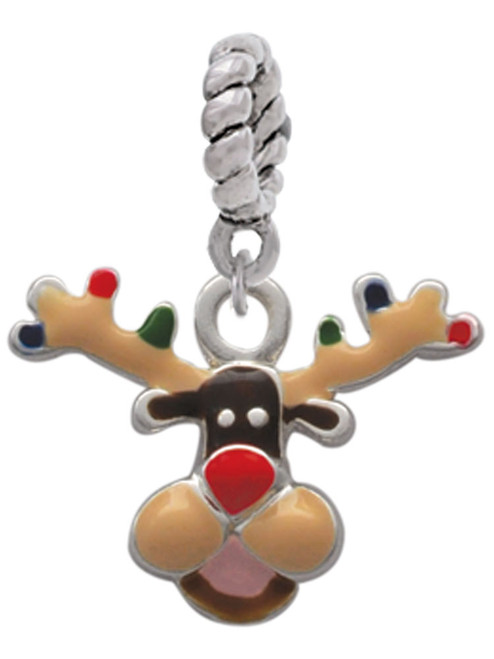 Reindeer with Christmas Lights Rope Charm Bead Dangle