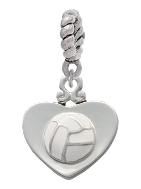 Volleyball in Heart Rope Charm Bead Dangle