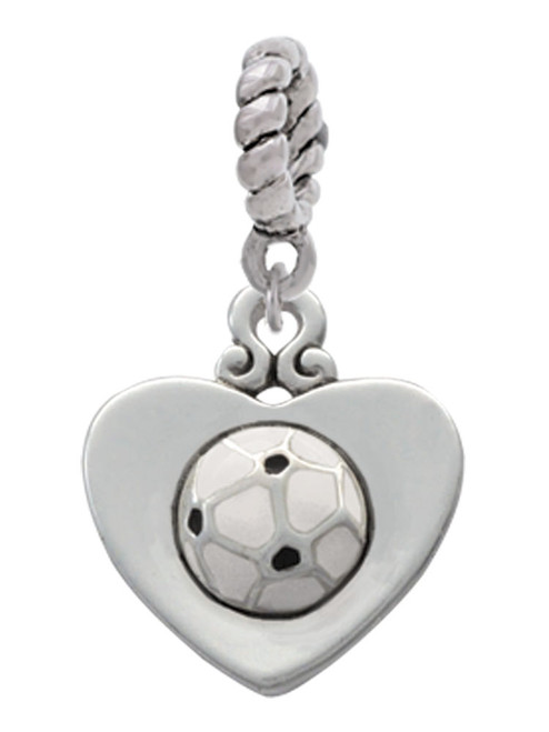 Soccer ball in Heart Rope Charm Bead Dangle