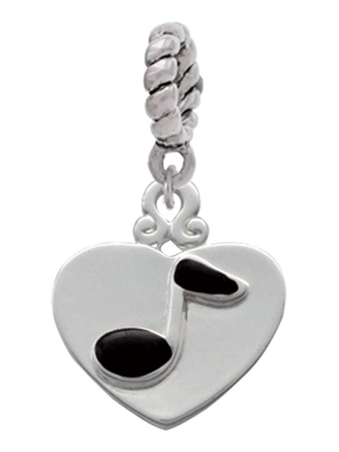 Music Note in Heart Rope Charm Bead Dangle