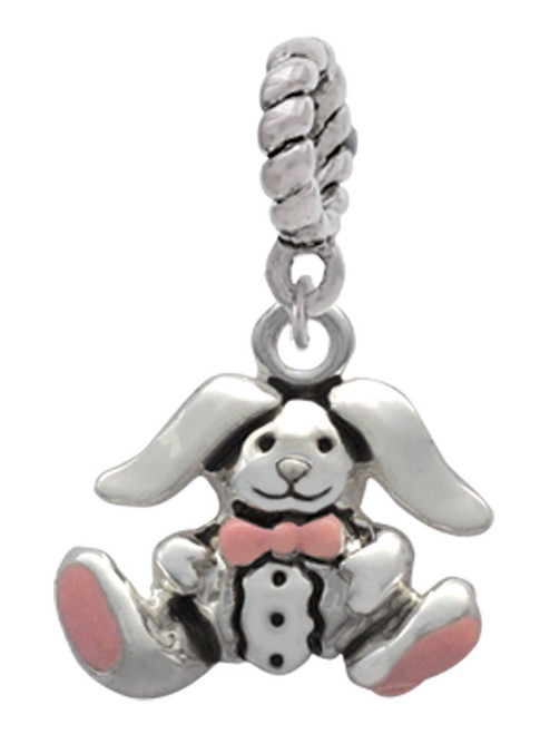 Sitting Bunny with Easter Egg Rope Charm Bead Dangle