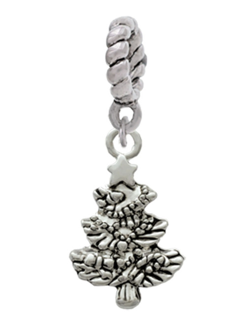 Antiqued Christmas Tree Rope Charm Bead Dangle
